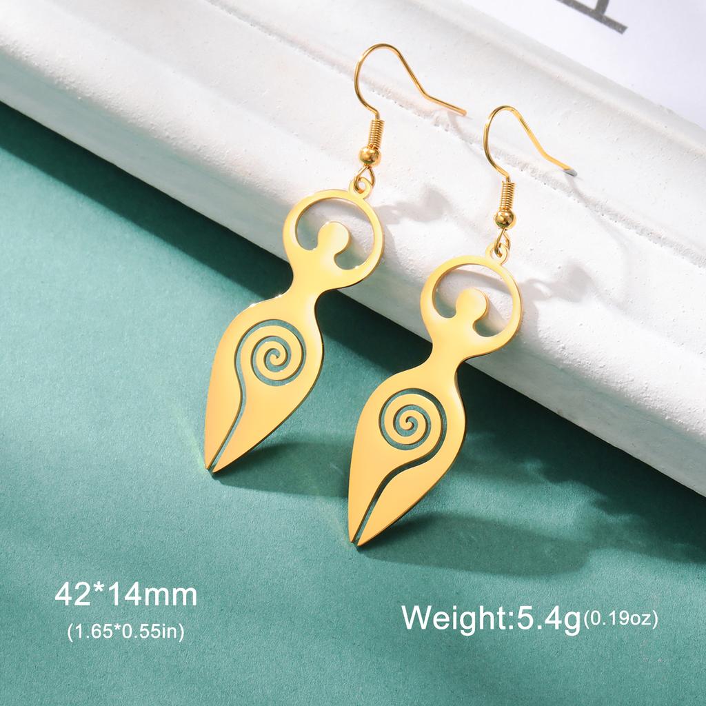 LIKGREAT Spiral Triple Moon Goddess Stud Earrings Women Stainless Steel Wicca Amulet Dangle Earring Jewelry Valentine's Day Gift