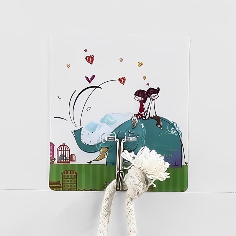 

Big Size Printed Hooks Heavy Duty Waterproof Adhesive Wall Hooks Nail-Free Waterproof Hooks For Kitchen Bathroom