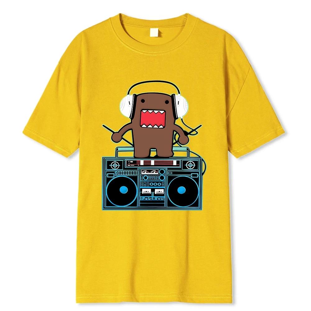 

Футболки Domo Kun DJ Domo, мужские хлопковые футболки с юмором, дышащие футболки с круглым вырезом и коротким рукавом в стиле Харадзюку, свободные футболки, хлопковые топы, идея для подарка XXXXXL серый