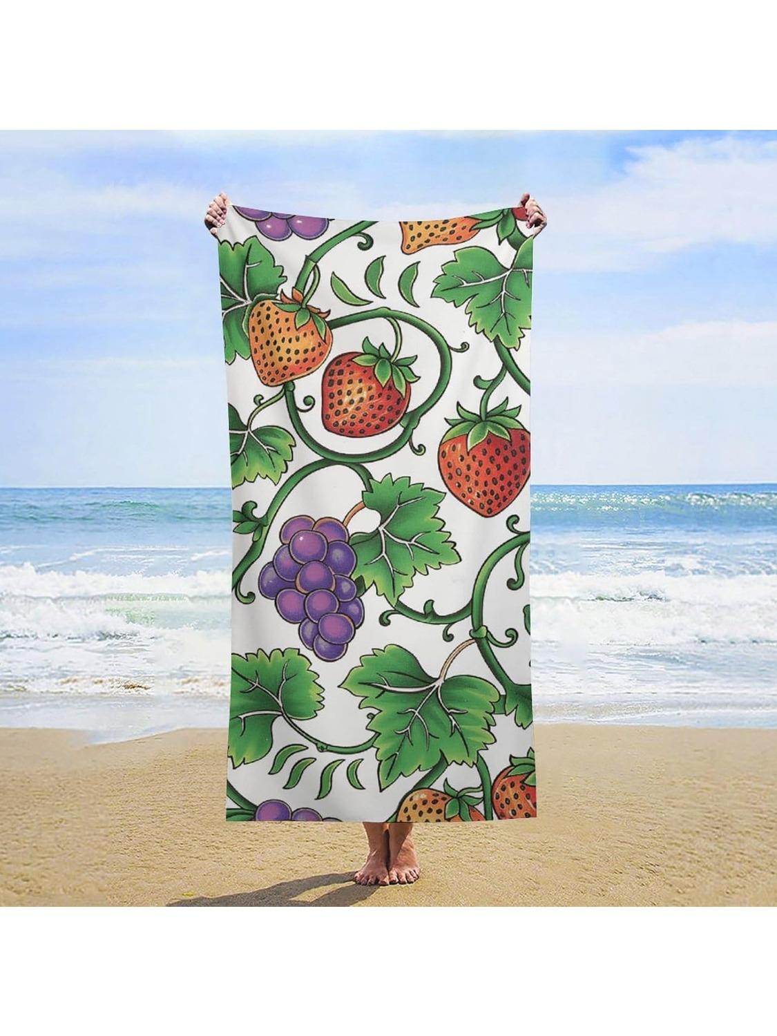 

Vines and Fruits Beach Towels Oversized Sand Free Microfiber Towel Quick Dry Ultra Absorbent Bath Towel Lightweight Travel W40*H60(CM)
