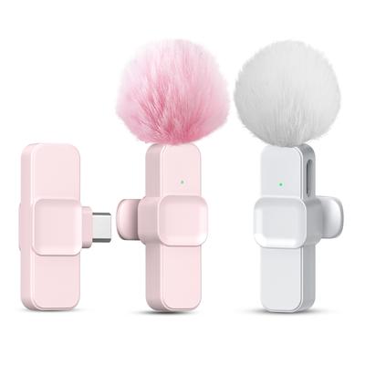 New Pink K10 Wireless Lavalier Microphone Plug and Play Portable MINI Wireless MIC For Mobile Live Streaming/Video Recording