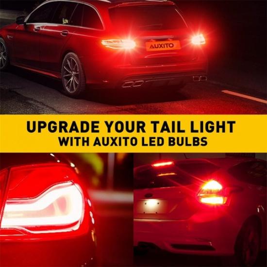 AUXITO Pure Red LED Stop Brake Tail Light Bulbs 3157 4157 3057 3156 3457 2X EOOH