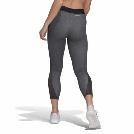 adidas AEROREADY Long Size Dark Gray 28744 Women's 7/8 Tights, Small, Heather/White (GL4009)