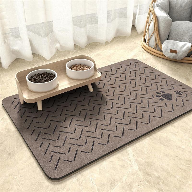 Pet Feeding Mat-Absorbent Pet Placemat Rubber Backing Quick Dry Water Mat For Dog Cat For Food And Water Bowl With Waterproof
