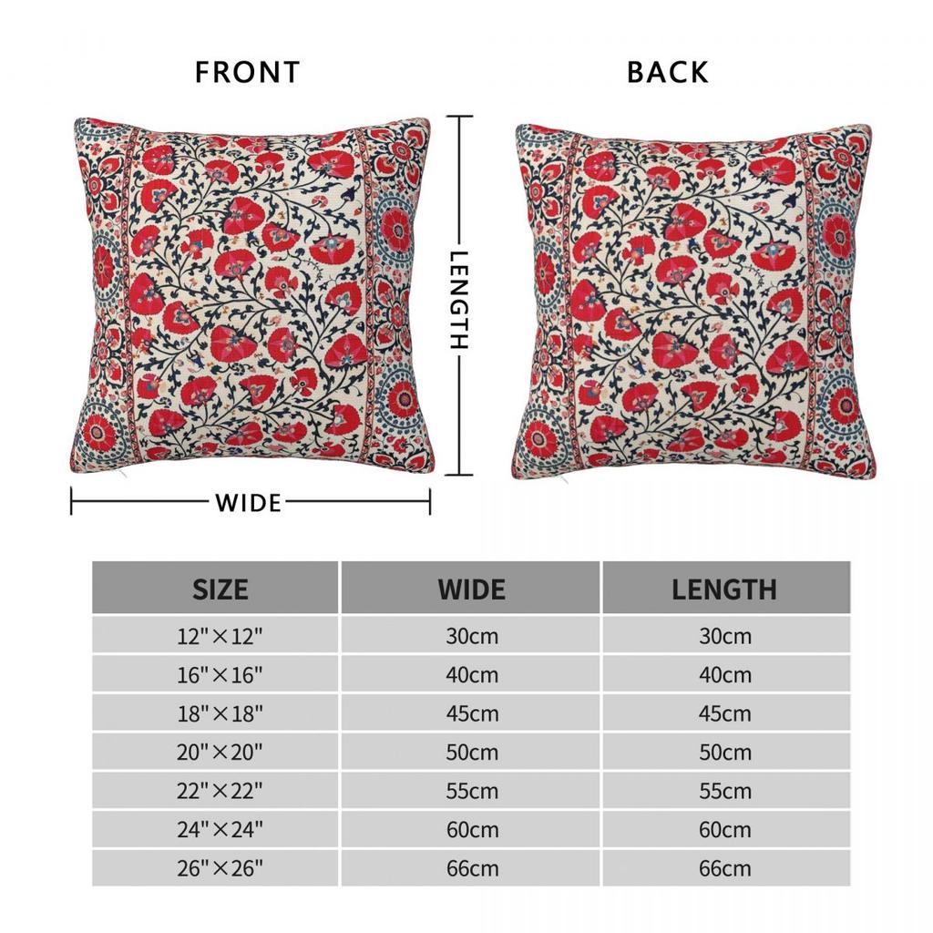 Shakhrisyabz Suzani Uzbekistan Floral Square Pillowcase Polyester Linen Velvet Printed Decor Throw Pillow Case Home Cushion Case