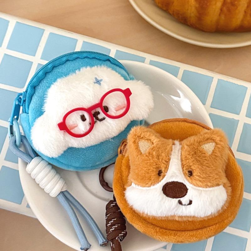 Plush Cartoon Animal Earphone Case with Backpack Charm Cute Earphone Storage Pouch Girls Backpack Accessory with Keychain