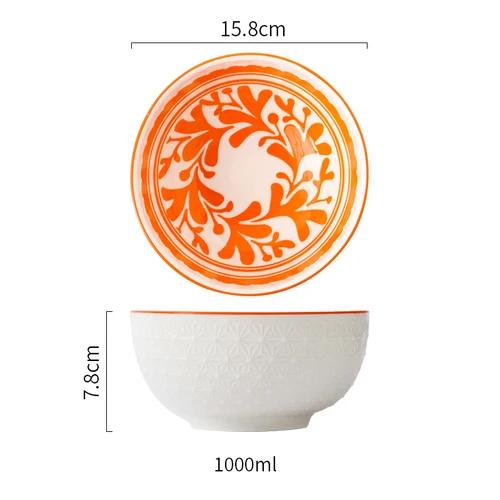 1Pcs Japanese tableware ceramic bowl single student dormitory bowls fruit salad soup rice net red noodles bowl zero waste