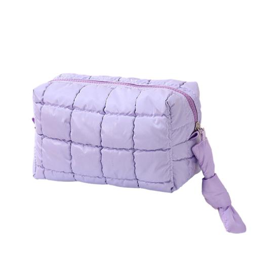 Cotton Makeup Bag Zipper Closure Large Capacity Cosmetic Pouch Cotton Check Lining Small Items Makeup Case