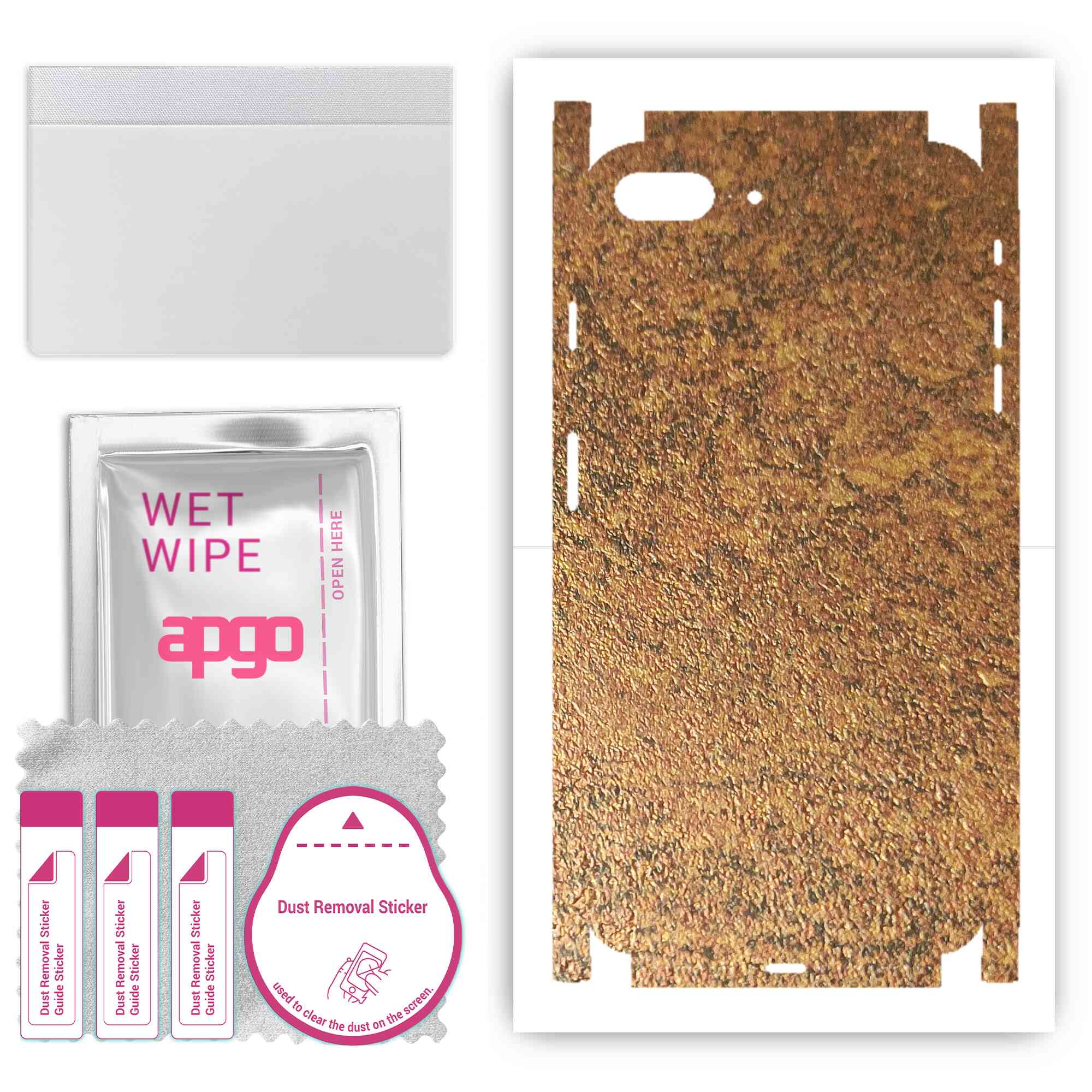 

apgo Protective Skin Sticker for the back+sides compatible with Apple iPhone 8 Plus, Full Wrap Film, Foil, Vinyl - Pattern Rusty Copper