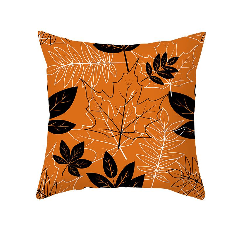 New Style Pillow Cover Autumn Maple Leaf Sofa Cushion Home Supplies Peach Skin Cushion Cover