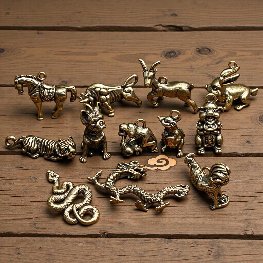 Llavero de Latón 3D Zodiaco Chino Año de Nacimiento - Accesorio Colgante Personalizado para Llave de Coche