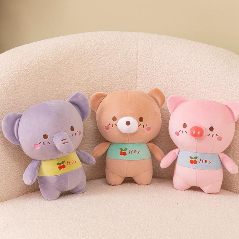 Kawaii Pig Elephant Bear Plush Toys Soft Stuffed Animal Baby Dolls Plush Birthday Gift For Kids Girls Home Decor Party Supply