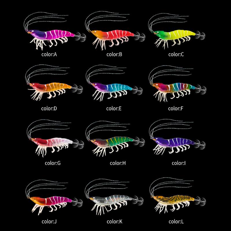 Shrimp 105Mm 12G Squid Jig Luminous Horizontal Slow Sinking Lure Webfoot Wood Shrimp Octopus Bait Squid Cuttlefish Fishing