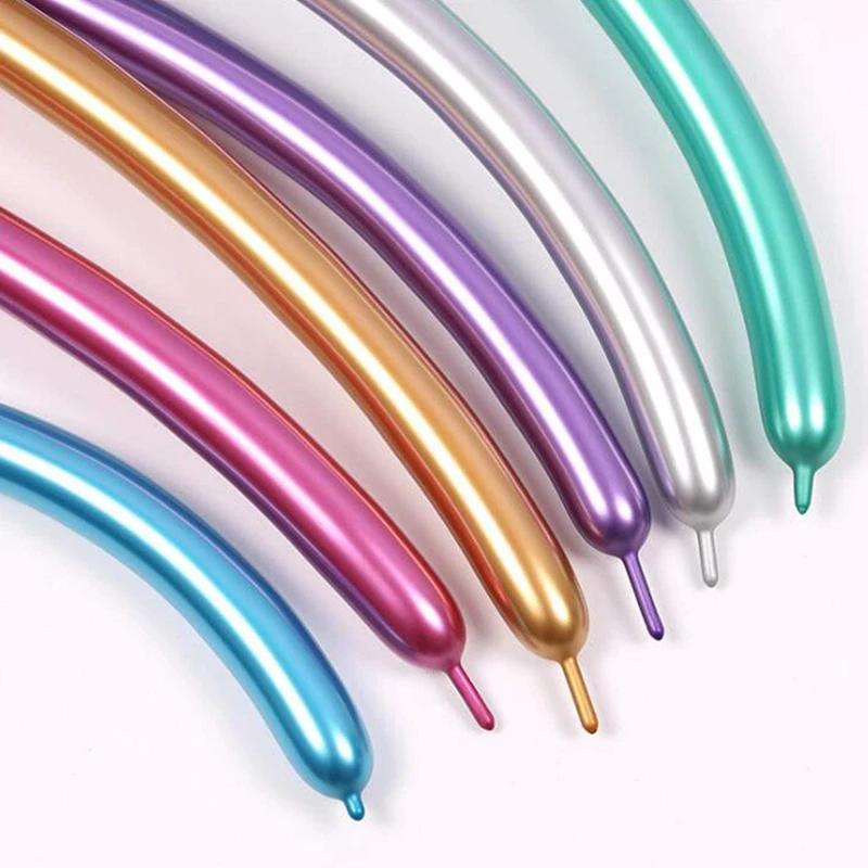 100/10 Stück Modellier-Langballons DIY Latexballons Hochzeit Geburtstag Weihnachten Party Glänzende Metall aufblasbare Ballon Dekorationen