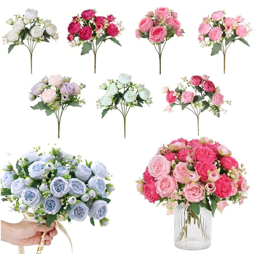 High Quality Big Head Artificial Peony Flowers Bud DIY Accessories Silk Rose Bouquet Peony Bouquet Wedding Ornament