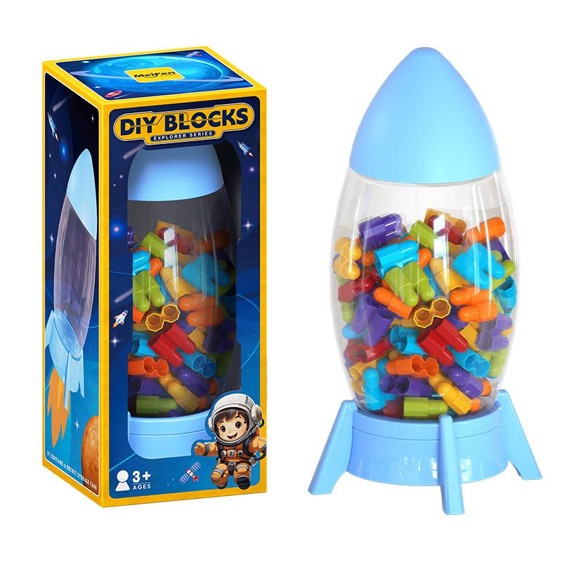 Rainbow Color Rocket Tank Storage And Assembly Building Block Gift Box, Kindergarten Educational Indoor Toys