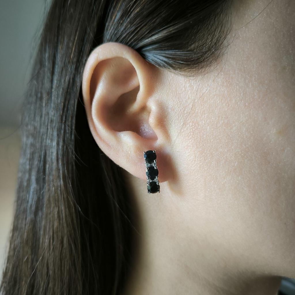 Серебряные серьги с натуральным сапфиром 4.073ct, фианитами (2177739)