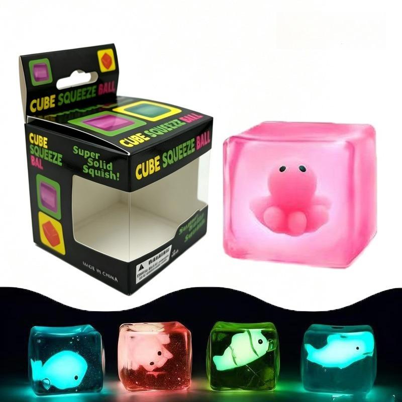 Luminous Maltose Ice Cube Pinch Cube Whale Clown Fish Decompression Release Ball Slow Rebound Toy