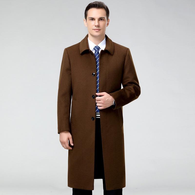 

Высококачественное мужское пальто средней длины из кашемира, ветровка для папы среднего возраста на осень и зиму, свободная шерстяная куртка 4XL
