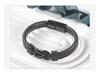 Men's Magnetic Black Twist Stainless Steel and Woven Leather Bracelet