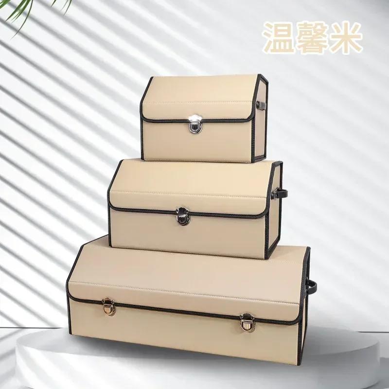 NEW Car Trunk Organizer Organizers And Storage Faux Leather Foldable Trunk Multi-Compartment Adjustable Auto Grocery Storage Box