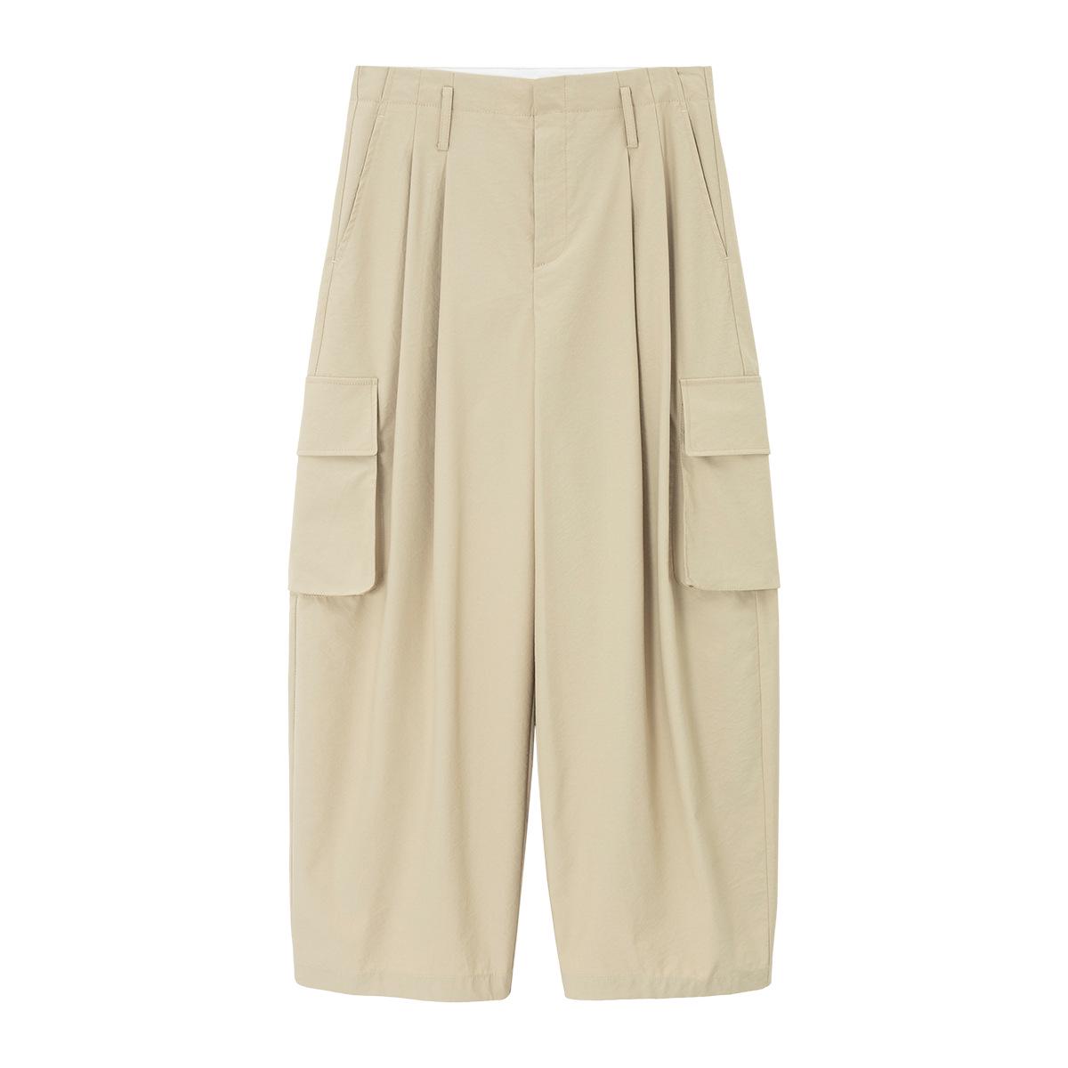 

Spring Tencel Workwear Wide-Leg Pants with Large Pockets - Casual Silhouette (C6006) хаки