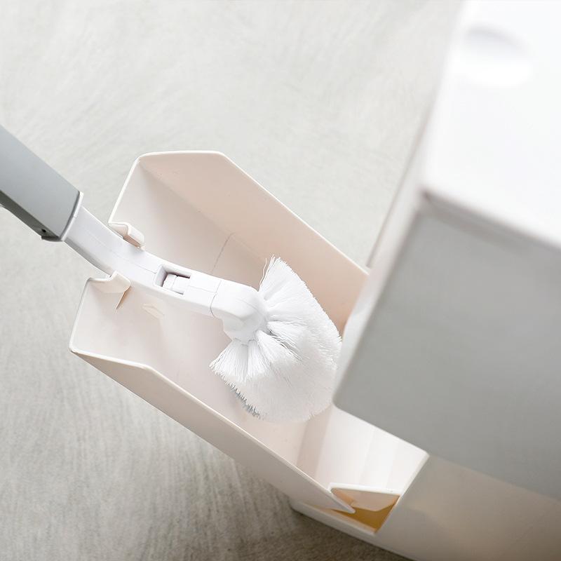 Japanese Style Push Type Lid Bathroom Simple and Fashionable Bathroom Square Paper Basket Toilet Brush Integrated Trash Can Original accessories toil
