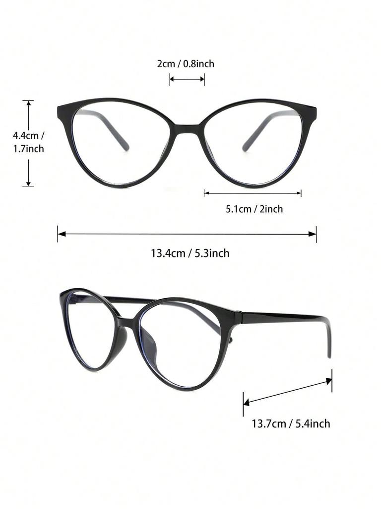 2PCS Fashion Cat Eye & Square Plastic Frame Women Clear Glasses For Men Daily Life Take Photo Eyeglasses Clothing Accessories.