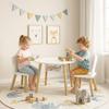 Children's Table and Chair Set, Wooden Table, 2 Chairs, Storage Bag, White