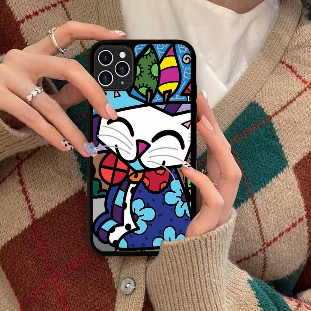Art R-Romero Britto Phone Case For IPhone 17 16 15 14 13 Plus 12 11 Pro Max PC+TPU Cases Back Cover iPhone 13 pro