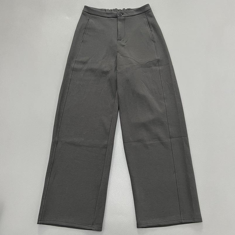 

Mamba Women s Grey Wide-Leg Cotton Pants - New Spring Casual, Slimming, Drapey, Versatile Suit Style Medium темно-сірий