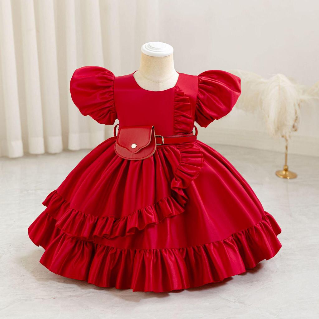 Stylish Princess Dress for Girls - Christmas & Birthday Satin Gown