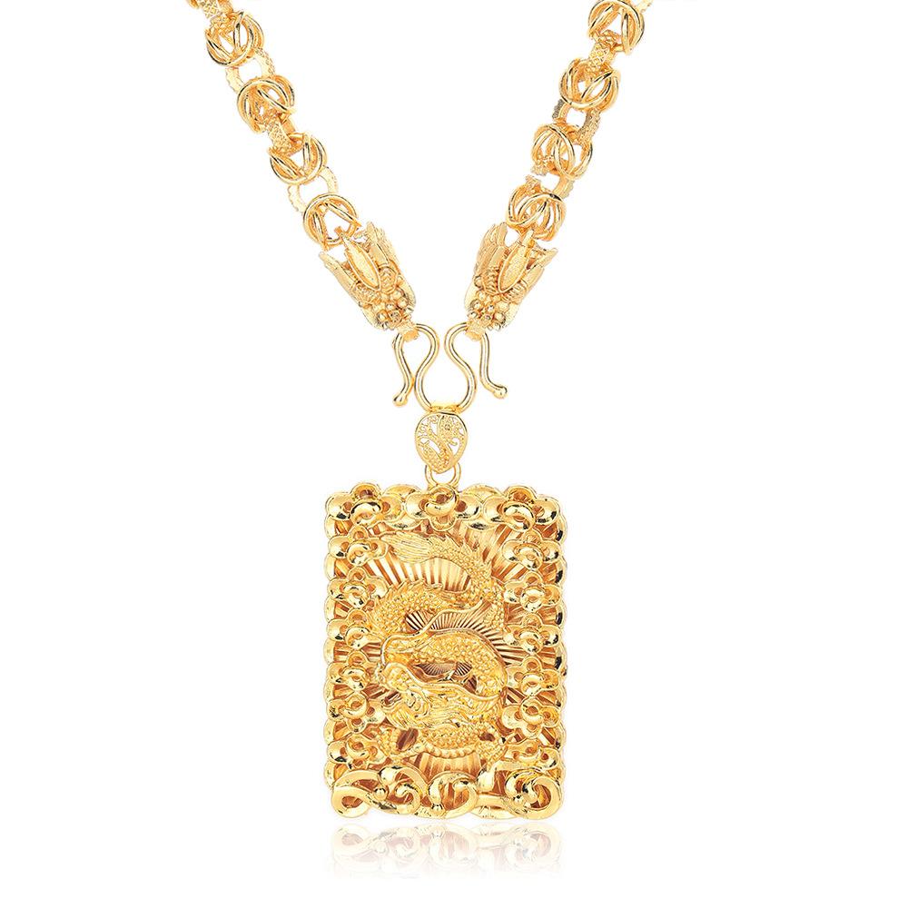 Hollow Dragon Brand Pendant Men's Domineering Necklace Square Brand Can Be High-end Men's Style