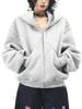 Damen Baggy Kapuzenpullover Niet-Spleißmantel Reißverschluss Strickjacke Jacke Harajuku Kleidung Herbst Winter