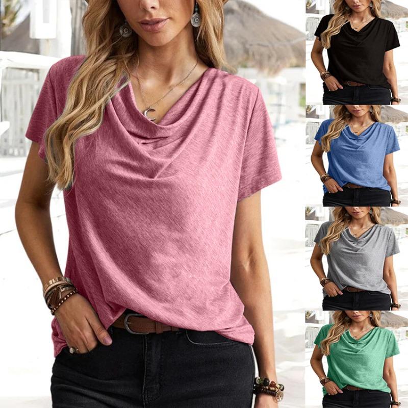 Spring Summer Top Solid Color Casual Fashion Short Sleeved Women T-Shirts Women’s