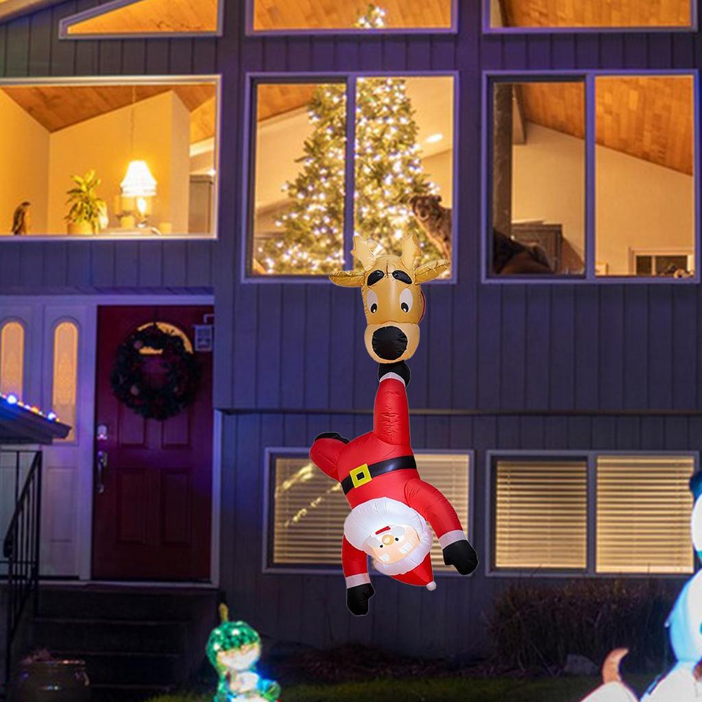 Christmas Inflatable Reindeer Santa 1.8m LED Light Large Outdoor Ornament Weatherproof Figures for Patio Garden Holiday Decor