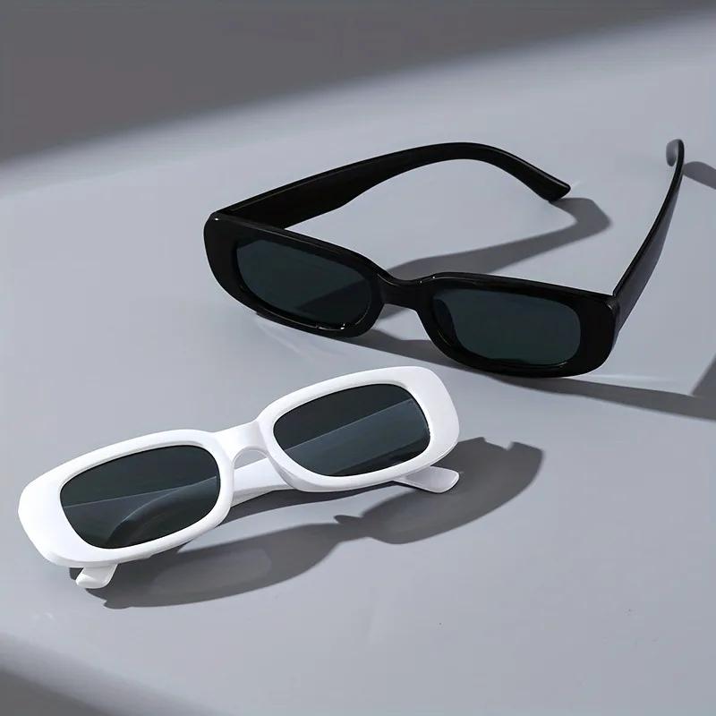 2PCS Rectangular Sunglasses Frame Men Women Same Style Sunglasses All-Match Square Glass