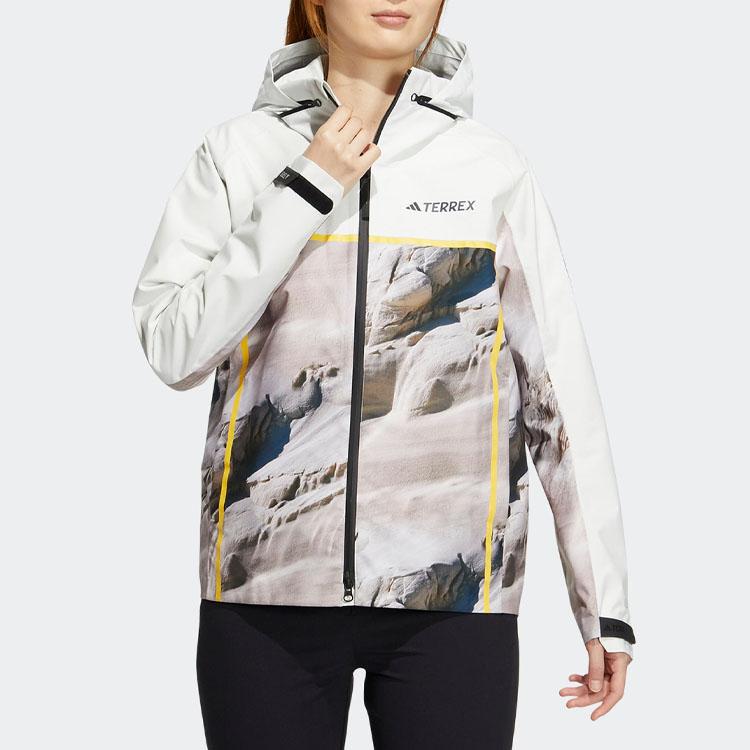 Adidas X Landscape Print Zip Long Sleeve Waterproof Jacket Women Jacket Han-Jade-White IC1991