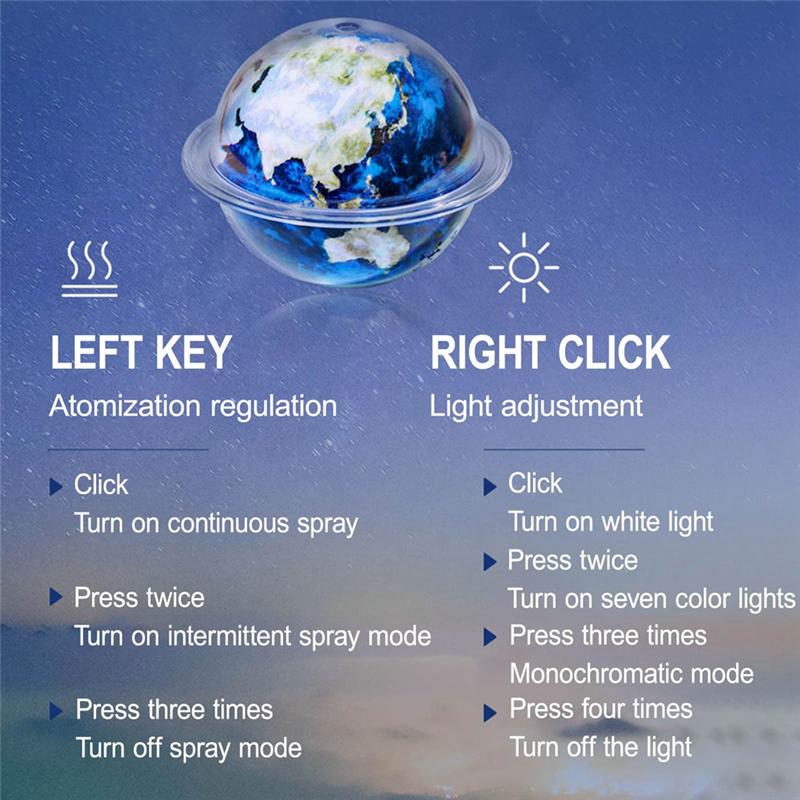 Galaxy Air Humidifier with Colorful Atmosphere Light USB Large Spray Mist Maker for Household Office Bedroom Night Use