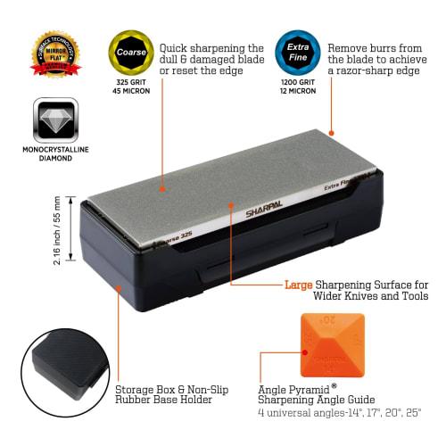 SHARPAL 162N Whetstone Set, Double-Sided Diamond Whetstone for Knife Sharpening, Axe Sharpening, and Scissors, with a 325# Rough Sharpening Surface an