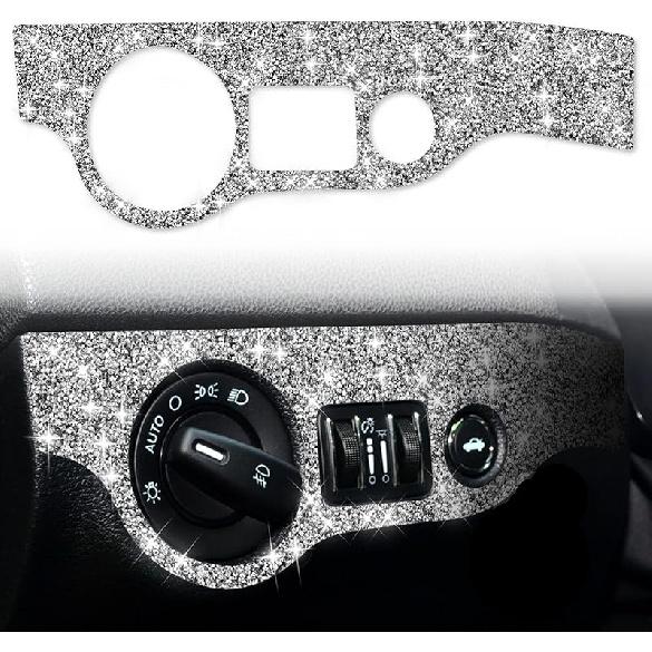 Toworldit Interior Accessories Bling Crystal Rhinestone Steering Wheel Dashboard Decoration Cover Trim Sticker Compatible with Dodge Challenger 2015-