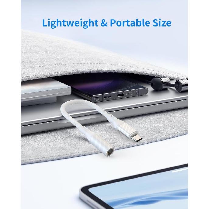 USB Type C to 3.5mm Headphone Jack Adapter(2 Park),Transparent USB C to Audio AUX Cable Dongle Cord Compatible with iPhone 15/16 pro max,Pixel 4 3 2
