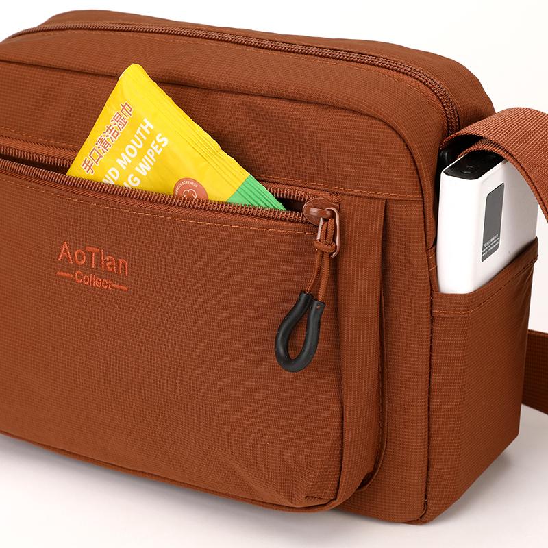 Sac bandoulière léger en nylon pour hommes femmes Sac messager décontracté à bandoulière avec poches zippées