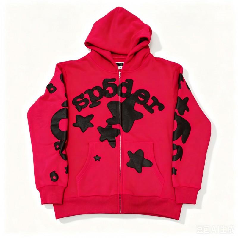Felpa Sp5der FW23 Unisex Streetwear Pullover Felpa Con Stampa Ragnatela Vestibilità Larga Misto Cotone