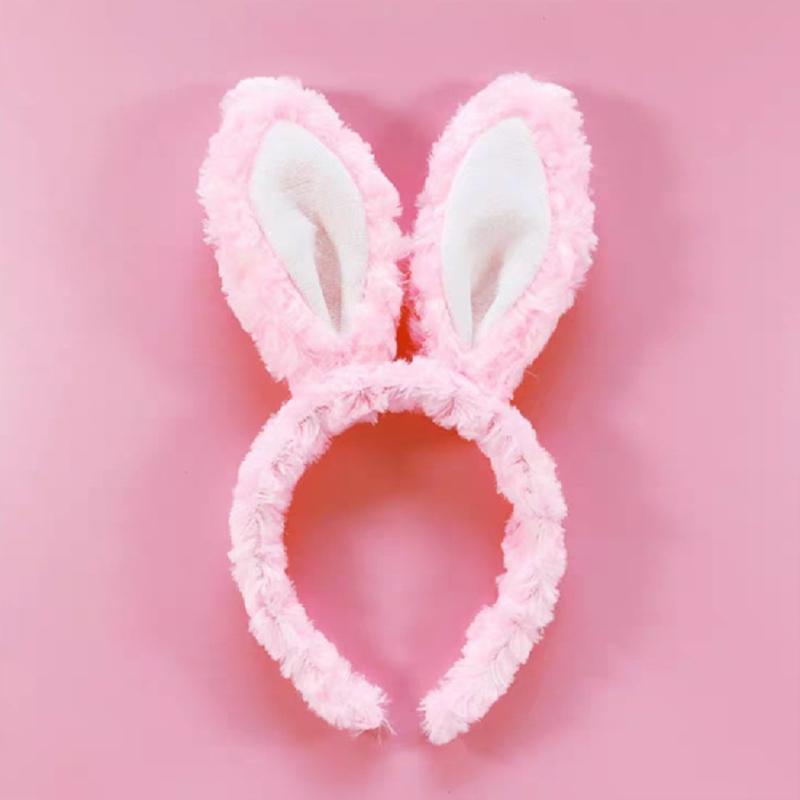 Soft Headband with Bunny Ears Plush Animal Hair Hoop Fluffy Easter Christmas Cosplay Cartoon Theme Party Costume