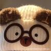 Women Cute Cat Ear Knit Hat Beige Warm Big Head Size Cartoon Cat Glasses Ear Protection Wool Hat
