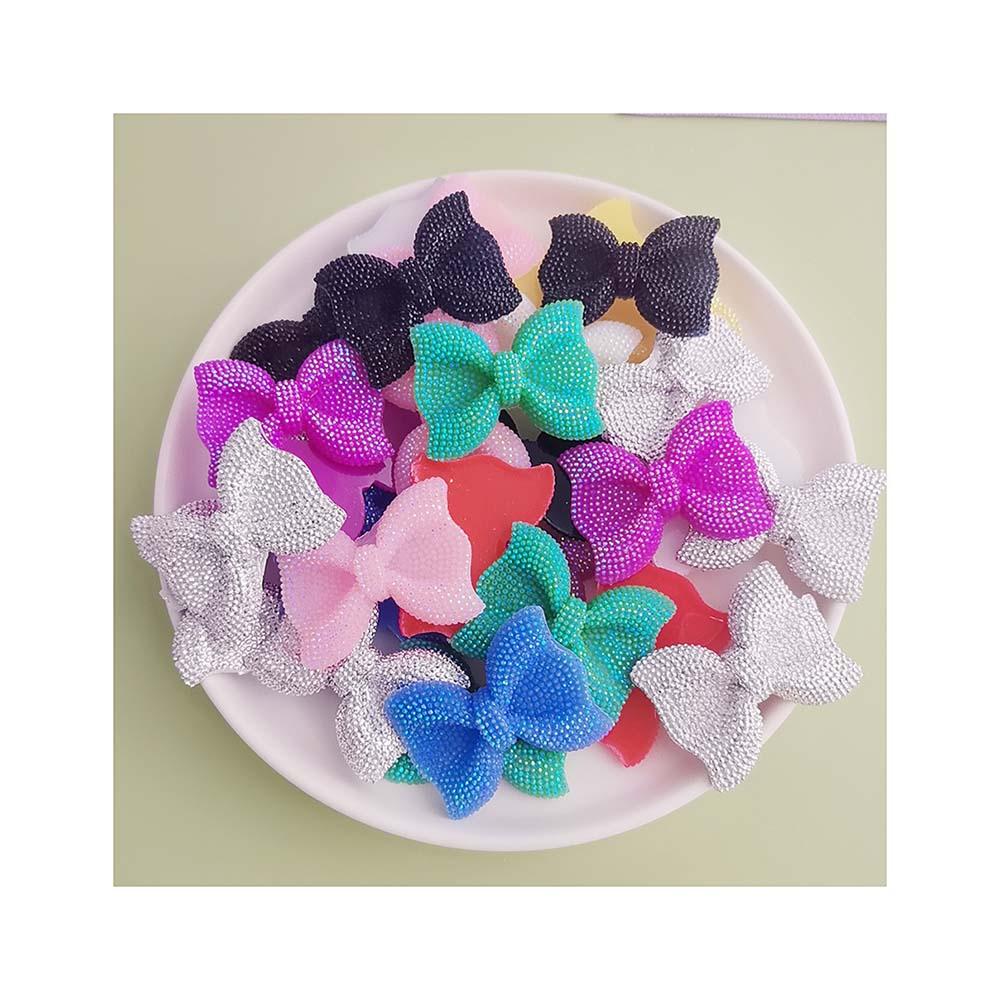 100pcs Flat Back Resin AB Color Bows Bowknot Flatback Cabochons Scrapbooking for Phone Decor DIY Hair Bows Center Accessories