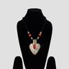 Vintage Afghan Bib Necklace: Red Glass Stone