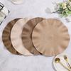 6Pack Round Placemats Solid Color Ruffles Woven Washable Table Mats for Dining Table Heat Resistant Non-Slip Kitchen Accessories