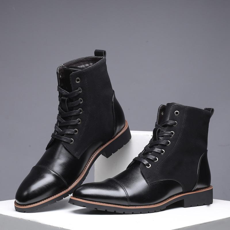 Designer Fashion Casual Boots for Men Big Size Solid Color Lace Autumn Winter Ankle Boots Male Designer Leather Shoes Male2025
